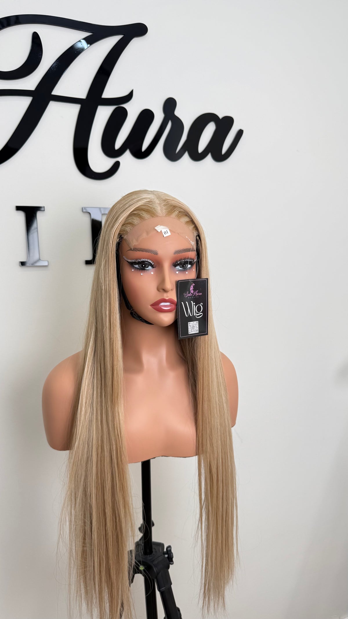 CANDELA | Peluca Lisa con Mechas Rubias de 24 Pulgadas con Cierre 5x5