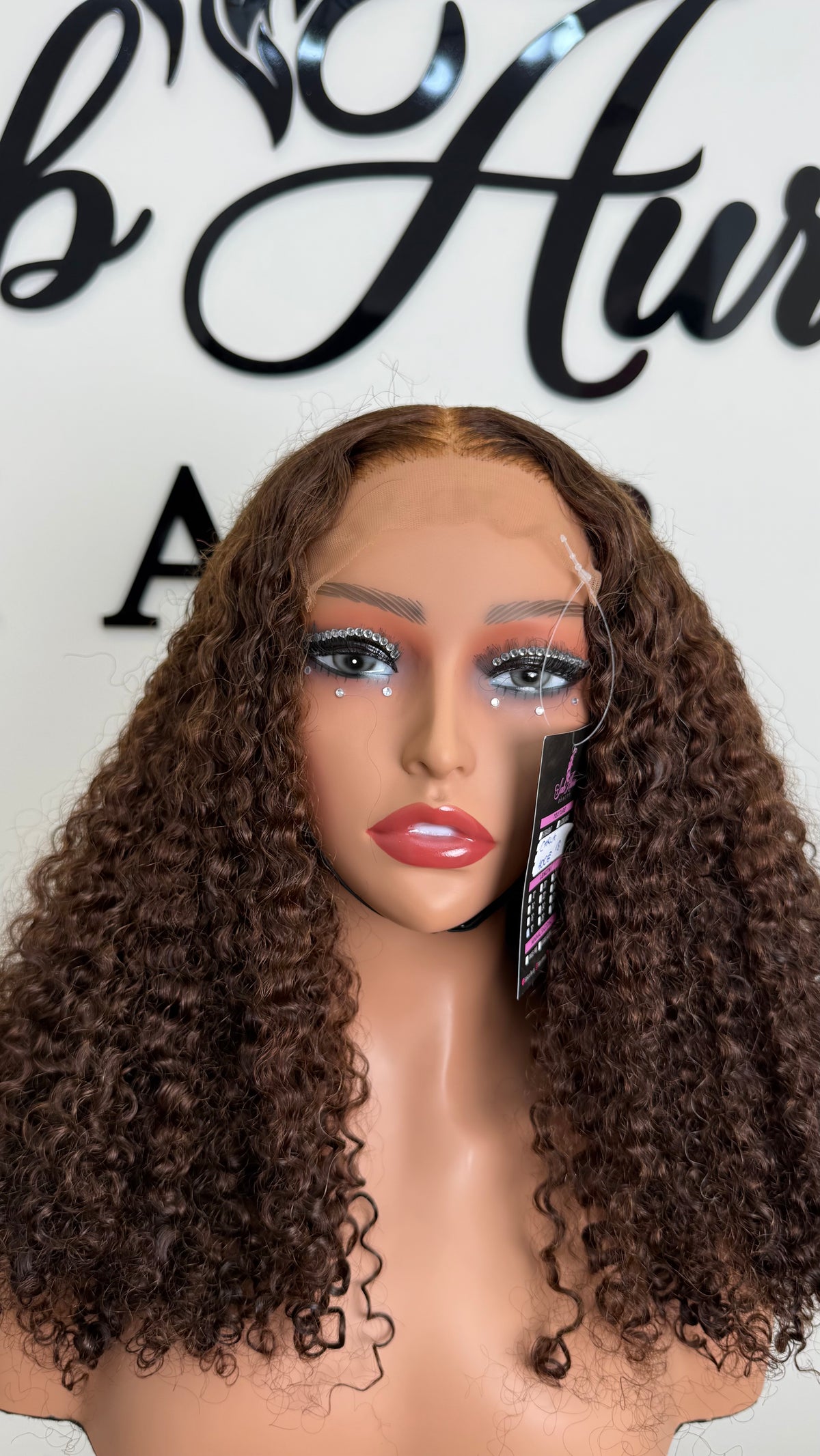 PAULA | Peluca Burmese Curls Marrón de 18 Pulgadas con Cierre 5x5
