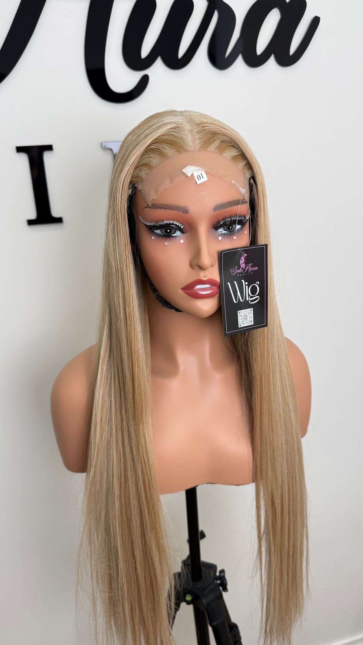 CANDELA | Peluca Lisa con Mechas Rubias de 24 Pulgadas con Cierre 5x5