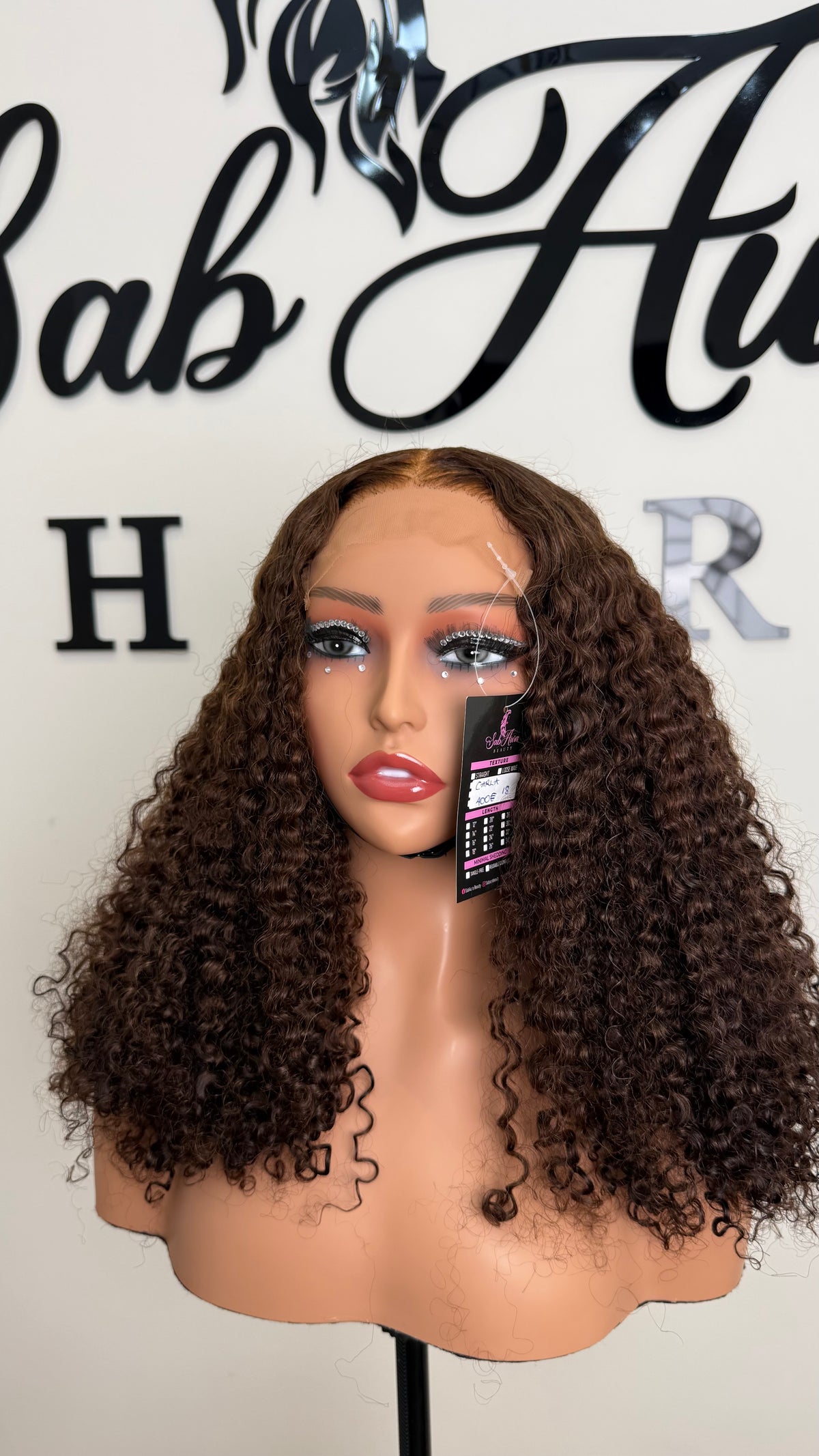 PAULA | Peluca Burmese Curls Marrón de 18 Pulgadas con Cierre 5x5